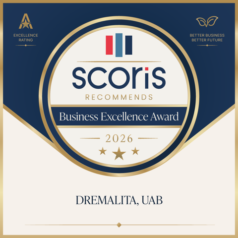 Scoris Recommends Business Excellence Award 2026 – Dremalita, UAB